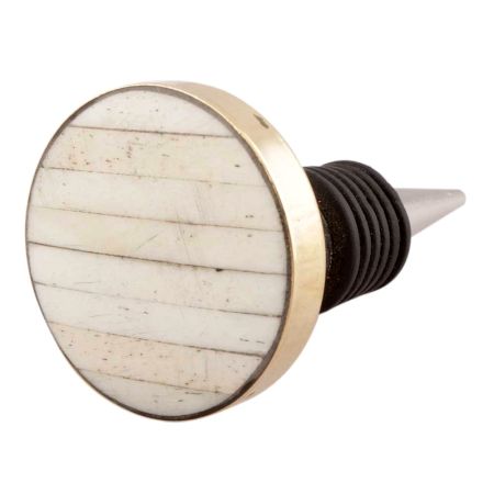 Cream Round  Metal And Bone Wine Stopper